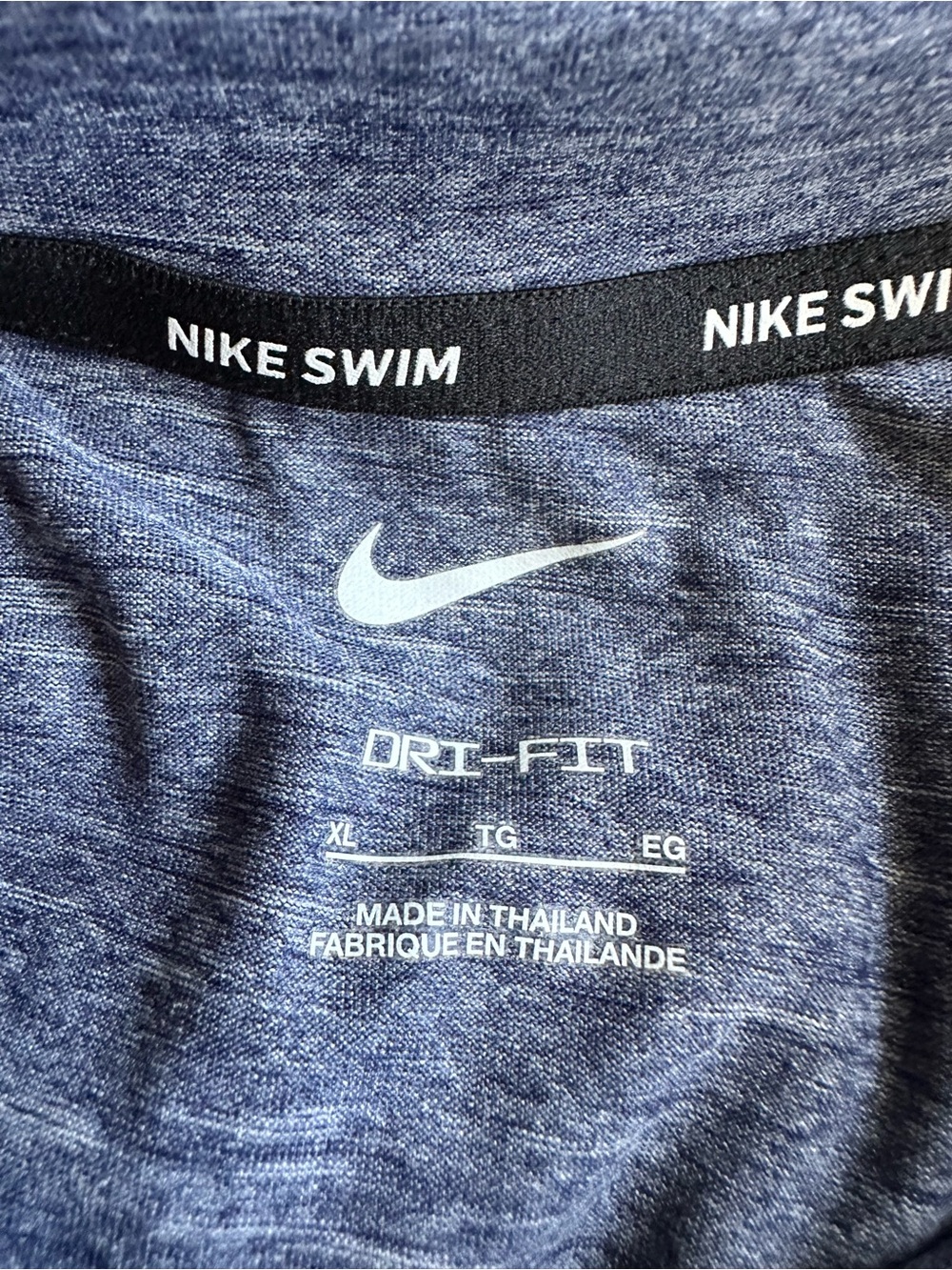 Nike Swim Long-Sleeve Dri-FIT UPF 40+ Top w Hood Pool Beach Boat Heather Blue - Picture 5 of 7